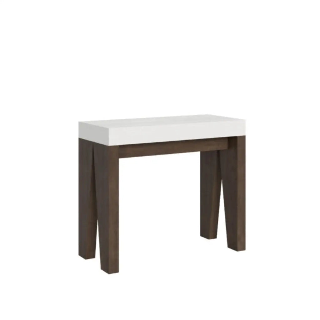Consolle allungabile 90x40/300 cm Naxy Mix piano bianco frassino - struttura noce