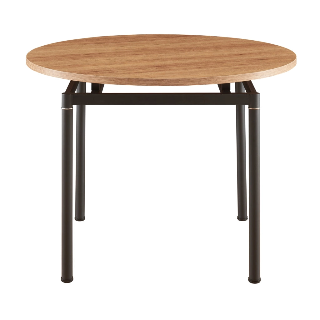 Set da Pranzo Hemnes Tavolo Rotondo Ø100 cm e 4 Sedie Tessuto Marrone Chiaro [en.casa]
