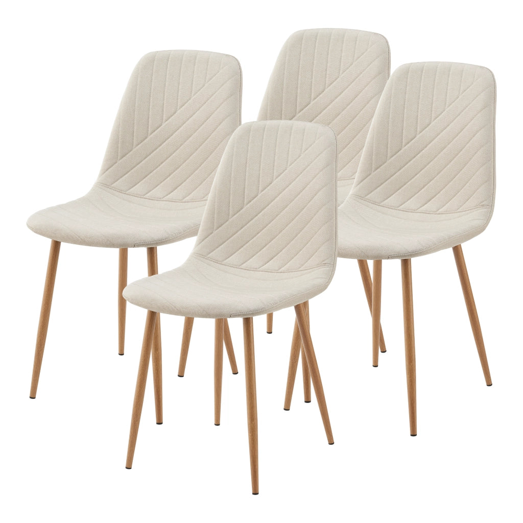 Set da Pranzo Hemnes Tavolo 140x80 cm in Effetto Rovere con 4 Sedie Beige [en.casa]