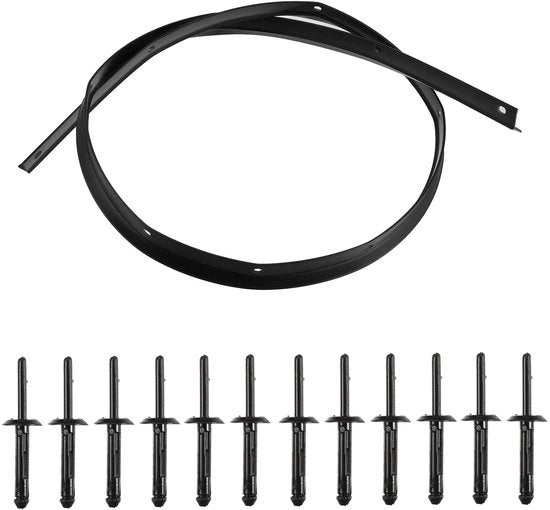 Fissaggio Cappotti Anteriore - Fissaggio Viti a Goccia - Stripping - Profilo Adattabile per Veicoli - Nero - Gomma Resistente al Tempo - Lunghezza Totale 153cm - Fissaggio di Parafanghi
