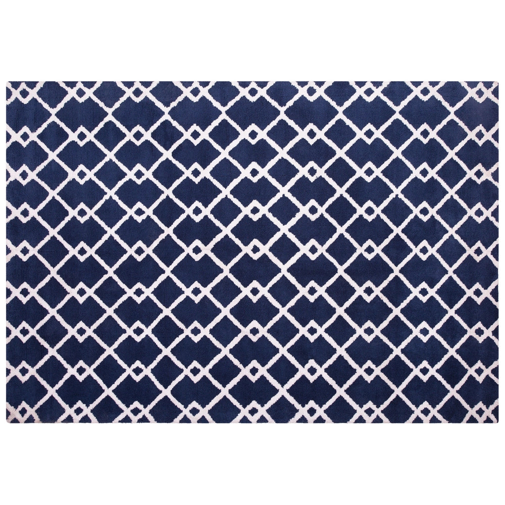 tappetino Tappeto Tessuto Blu 160 x 230 cm Geometrico Rettangolare Moderno