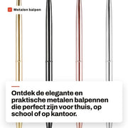 Penna Slanciata con Design - Pennarecchiabili - 4 Unità - Leggera - Metallica - Finestra Alta - Penna