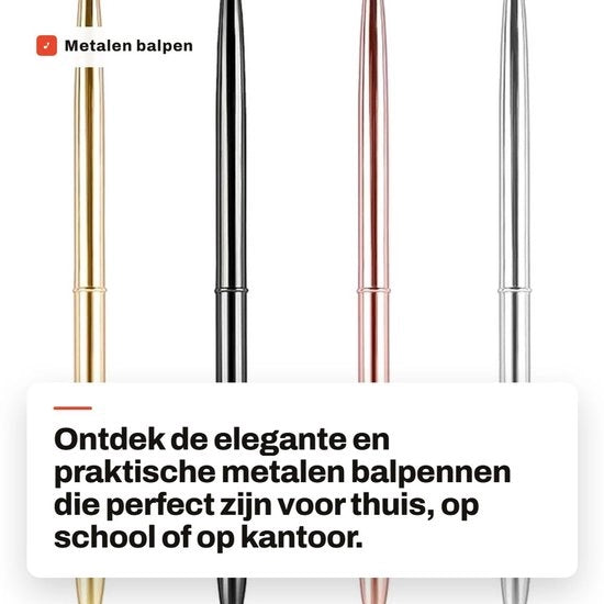 Penna Slanciata con Design - Pennarecchiabili - 4 Unità - Leggera - Metallica - Finestra Alta - Penna