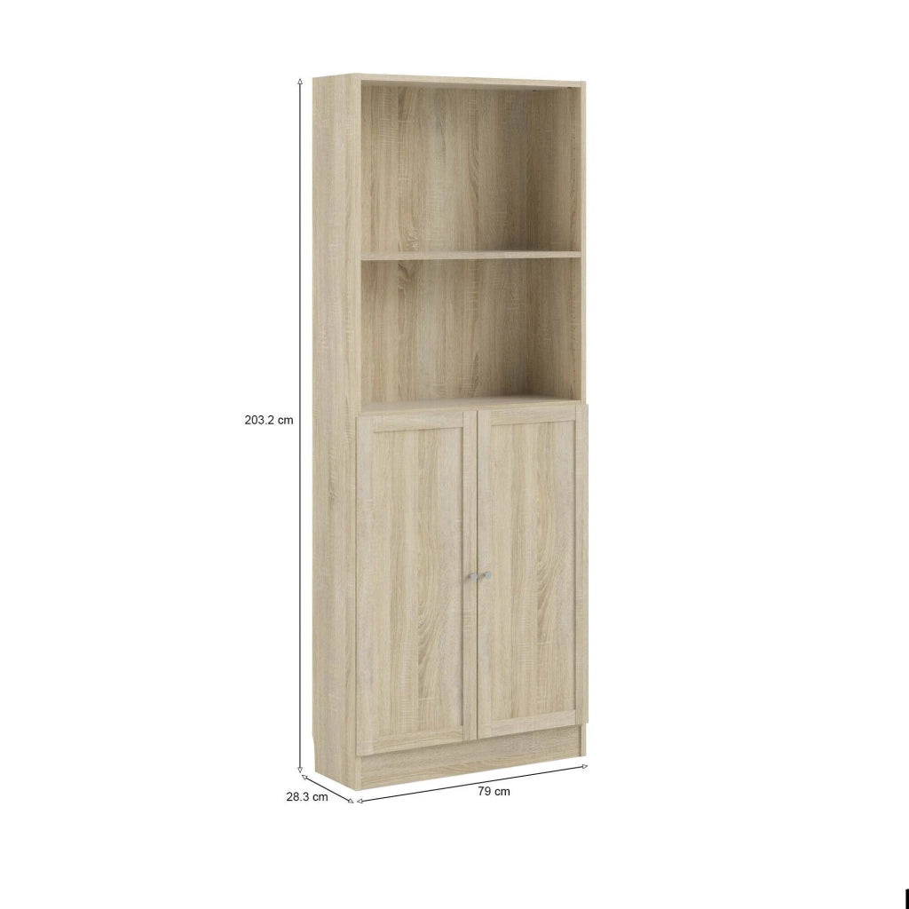 Libreria Michel, Scaffale da ufficio, Mobile portalibri, Biblioteca, 79x28 h203 cm, Quercia