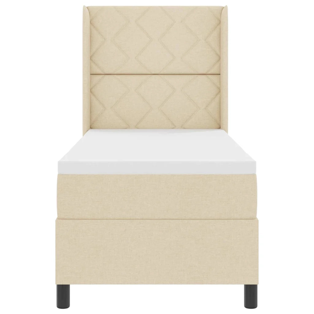 Letto a Sorgente LED con materasso Crema 80 x 200 cm Tessuto 3343537