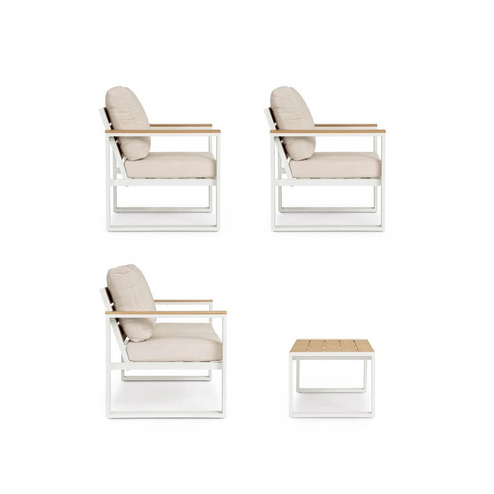 Set da 4 Salotto da Giardino in Alluminio con Cuscini e Tavolino - TALVION