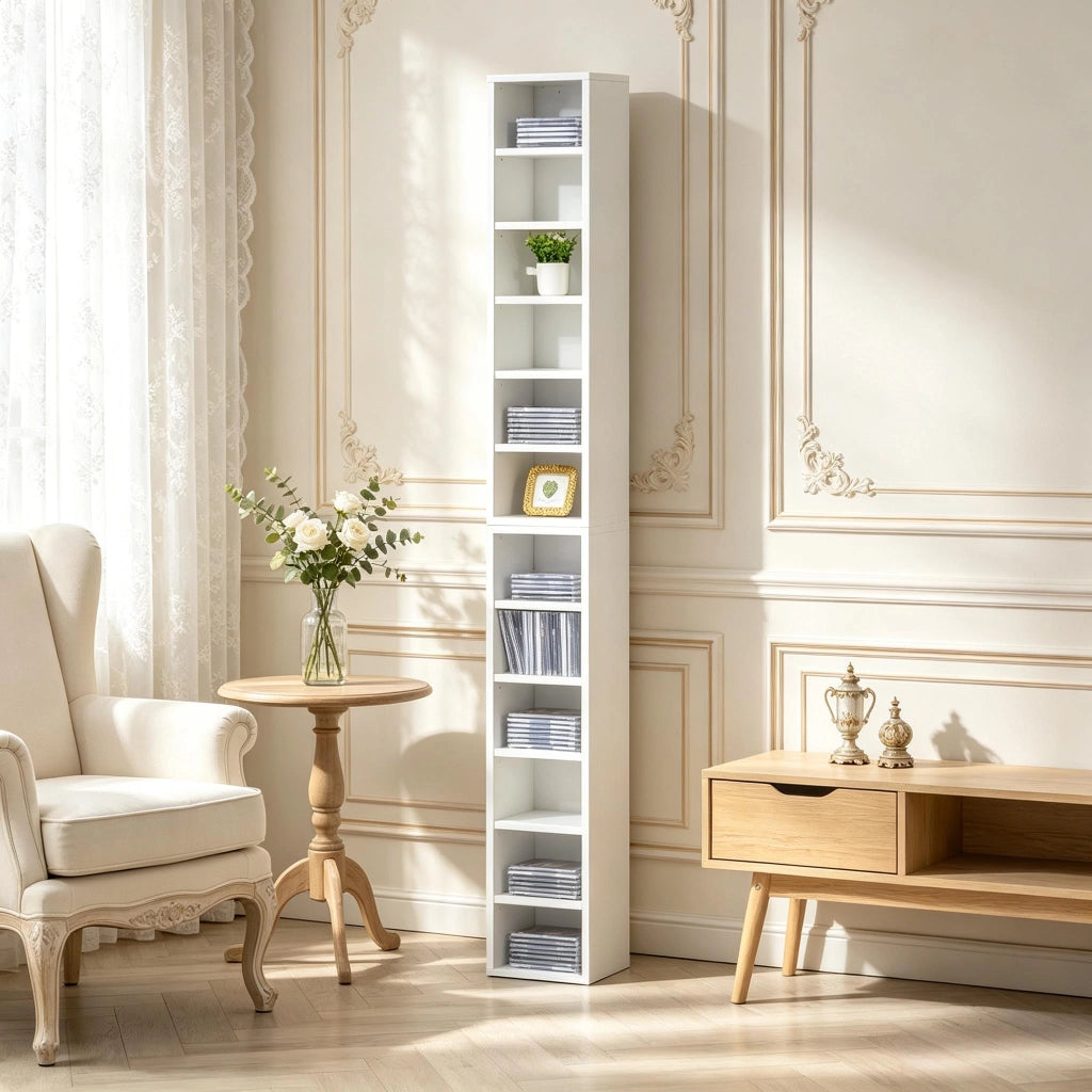 MOBILE PORTA CD Set da 2 21 x 19,2 x 88,3 cm Bianco MDF e Truciolare