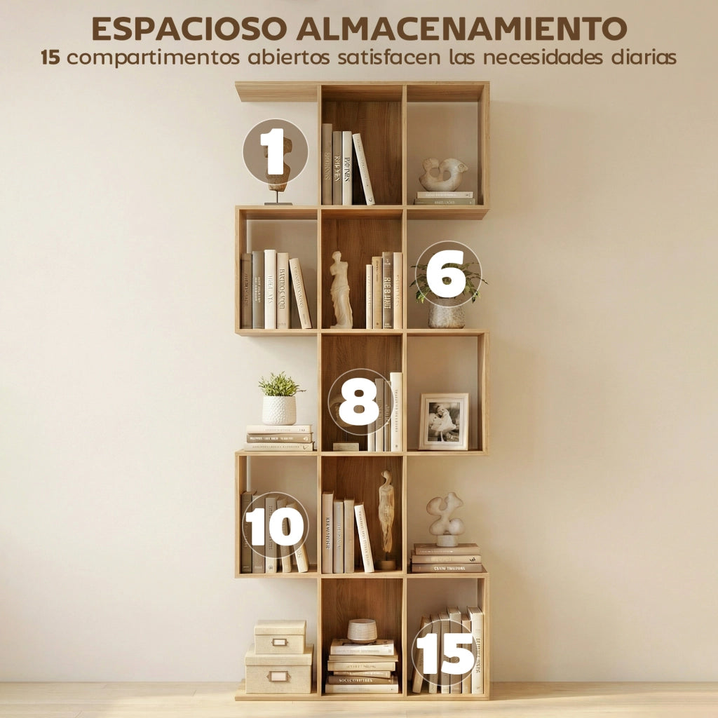 Libreria Scaffale 5 Livelli ¨C Zephmum ¨C Rovere 80x24x200 cm