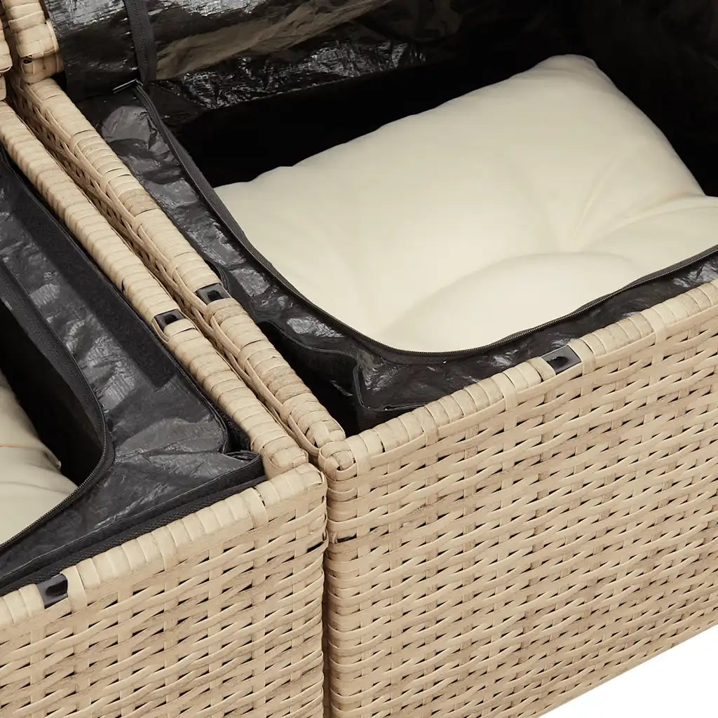 Set Divano da Giardino 4 pz con Cuscini Beige in Polyrattan 3325554