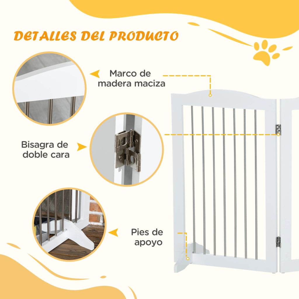 Barriera di Sicurezza per Cani Porte e Scale Pieghevole ¨C zephmum ¨C Bianco 154x30x80 cm