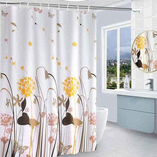 Tenda doccia in EVA, 180-200 cm, impermeabile, con tessuto antibatterico e antimuffa, lavabile, in poliestere.