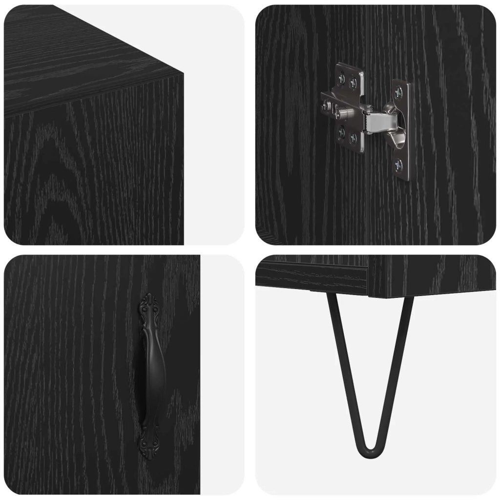 Credenza Rovere Nero 90 x 32,5 x 80 cm Legno multistrato 879584
