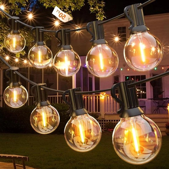 Illuminazione Esterna a Led 15 Metri - Lampioni a Led - Bianco Caldo - Impermeabile - Resistente agli Impatti - Illuminazione per Feste e Celebrazioni