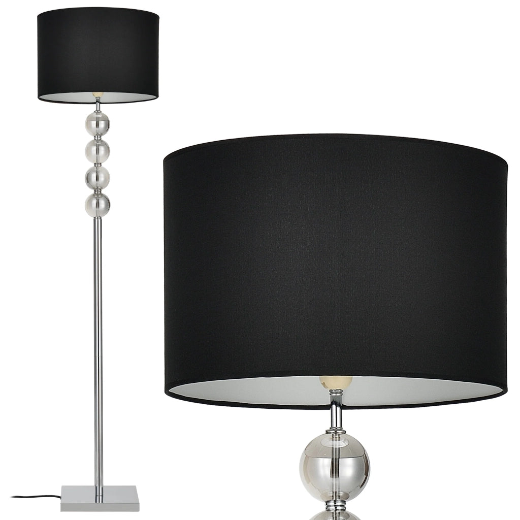Lampada da terra in metallo lucido con piede in tessuto cromato 155 cm nero 03_0002448