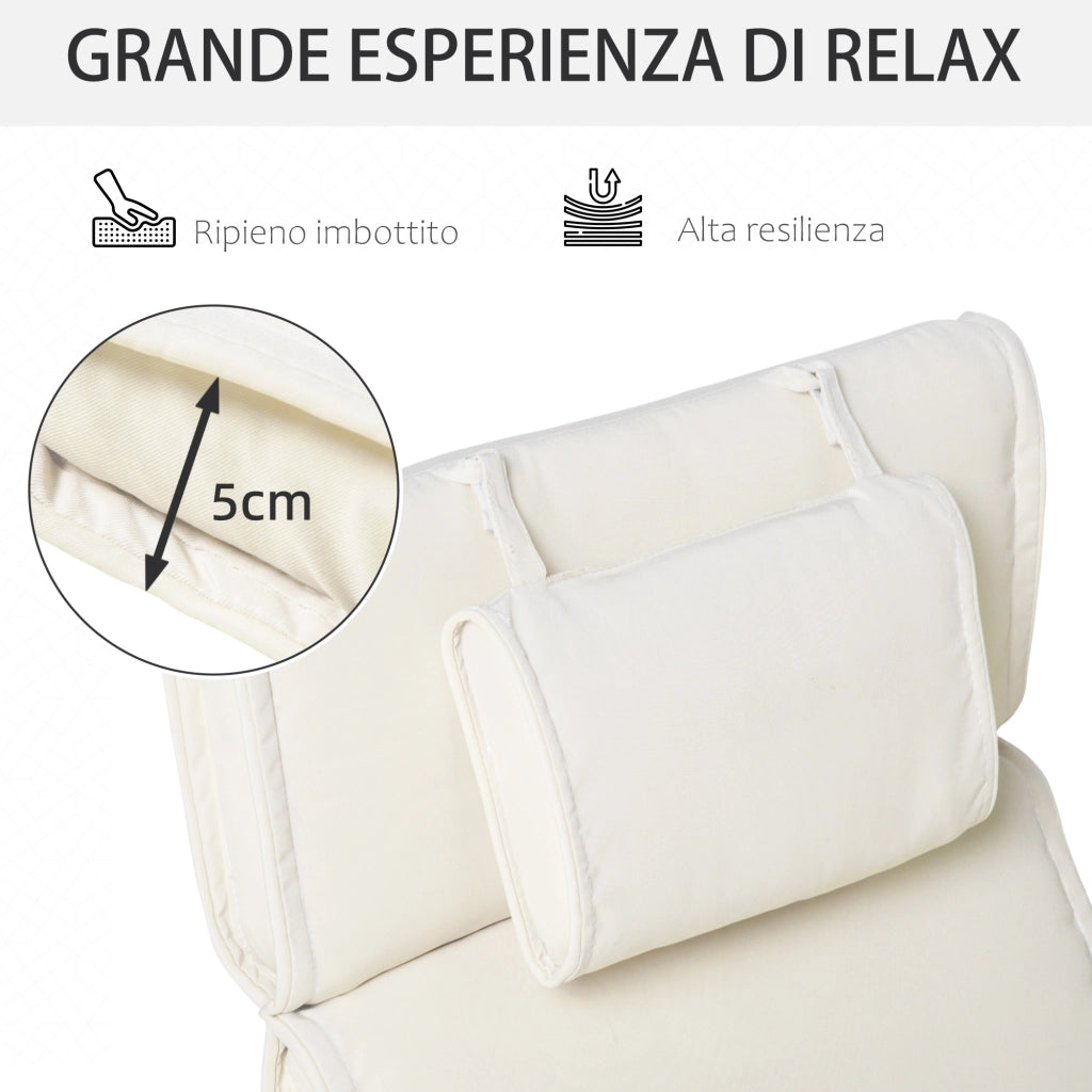 Easycomfort Cuscino per Sdraio Lettino Prendisole da Giardino 198x53x5cm Bianco Crema