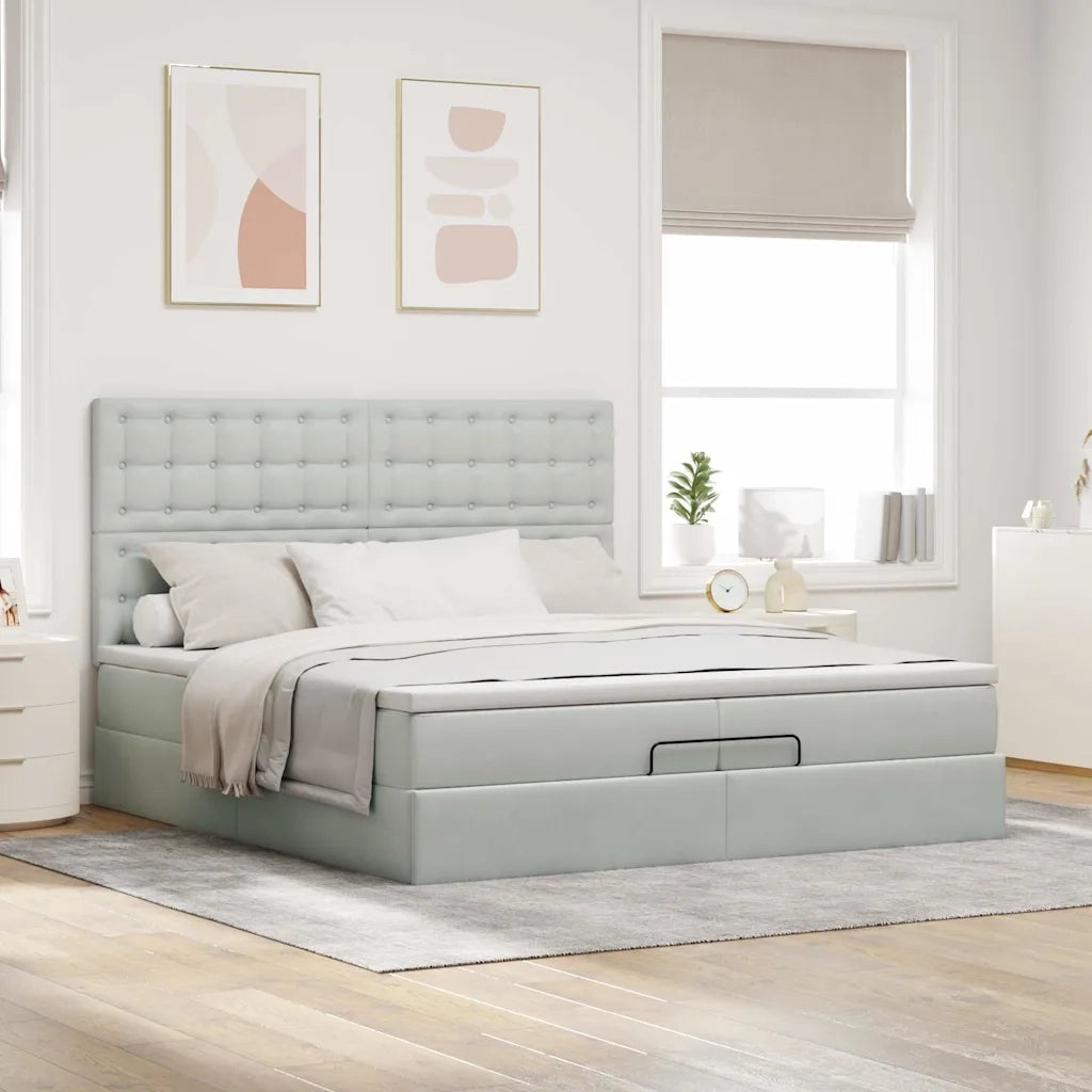 Struttura Letto Pouf con Materassi 200x200 cm Velluto 3314486