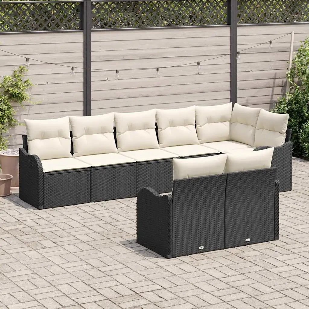 Set Divano da Giardino 8 pcs Nero polyrattan 3345747