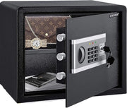 Safario Luxe Cassetta di Sicurezza Elettrica – Cassetta con Chiusura a Numeri e Chiave – Per Casa e Ufficio – Alta Sicurezza – Grande Design - 38x30x30cm – Nero