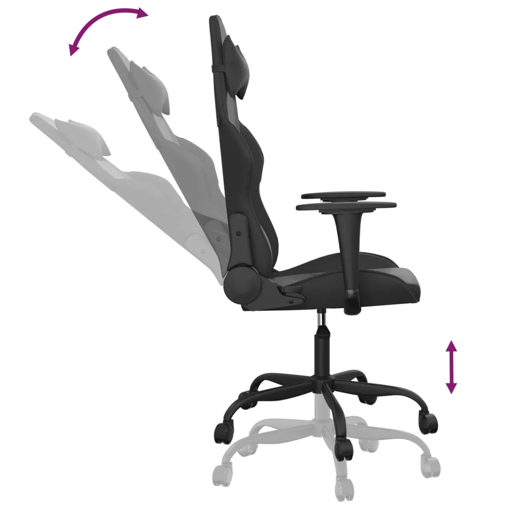 Sedia da Gaming | Sedia da e-sports Massaggiante Nera in Similpelle