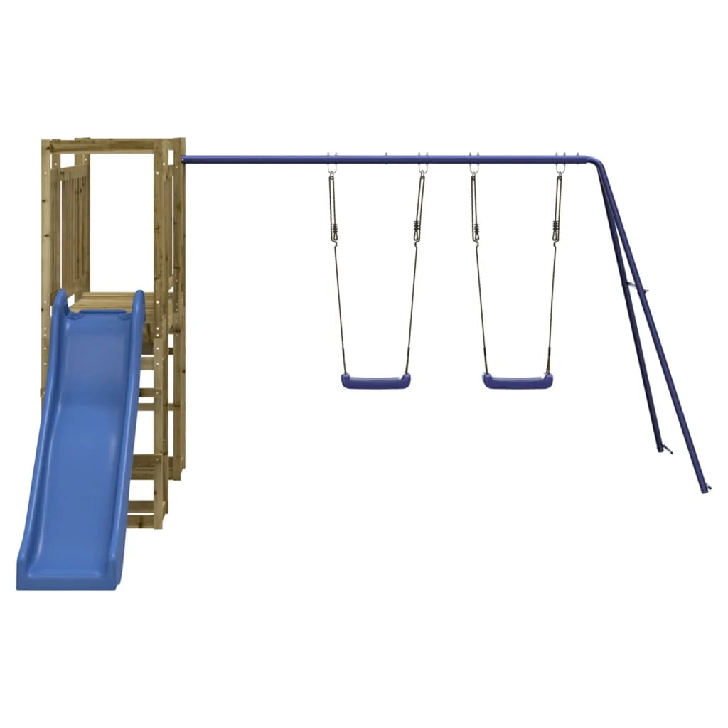 Altalene per parco giochi all'aperto scivolo altalene robuste giochi da giardino 308 x 467 x 169 cm legno di pino impregnato 02_0004822