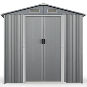 Capanno resistente alle intemperie porte scorrevoli con serratura, Capanno da giardino 196x142cm di attrezzi Grigio scuro-Casette da giardino