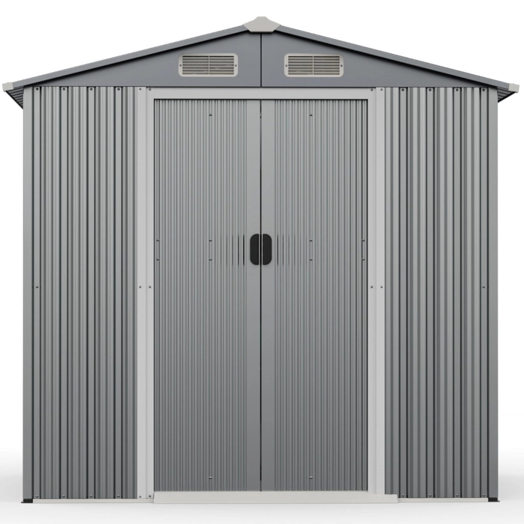 Capanno resistente alle intemperie porte scorrevoli con serratura, Capanno da giardino 196x142cm di attrezzi Grigio scuro-Casette da giardino