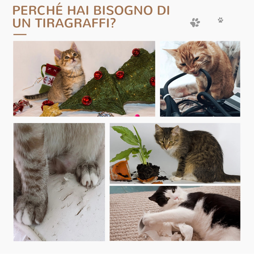 EasyComfort Albero Tiragraffi Gioco Giocattolo per Gatti con Diverse Piattaforme in Sisal Naturale Altezza 105cm Crema