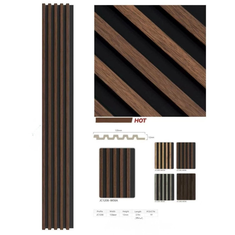 Trade Shop - Pannello Decorativo 3d Doghe Legno Scuro E Nero 120x290 Cm In Ps Moderno -