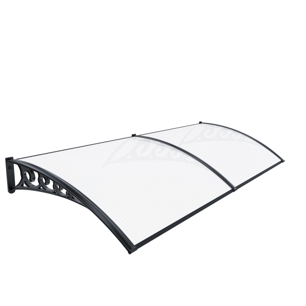 Pensilina Per Copertura In Policarbonato Alveolare Tettoia Modulabile Per Esterno Per Porte Balcone Finestre Elegante E Resistente, Trasparente (100 x 200 Cm)