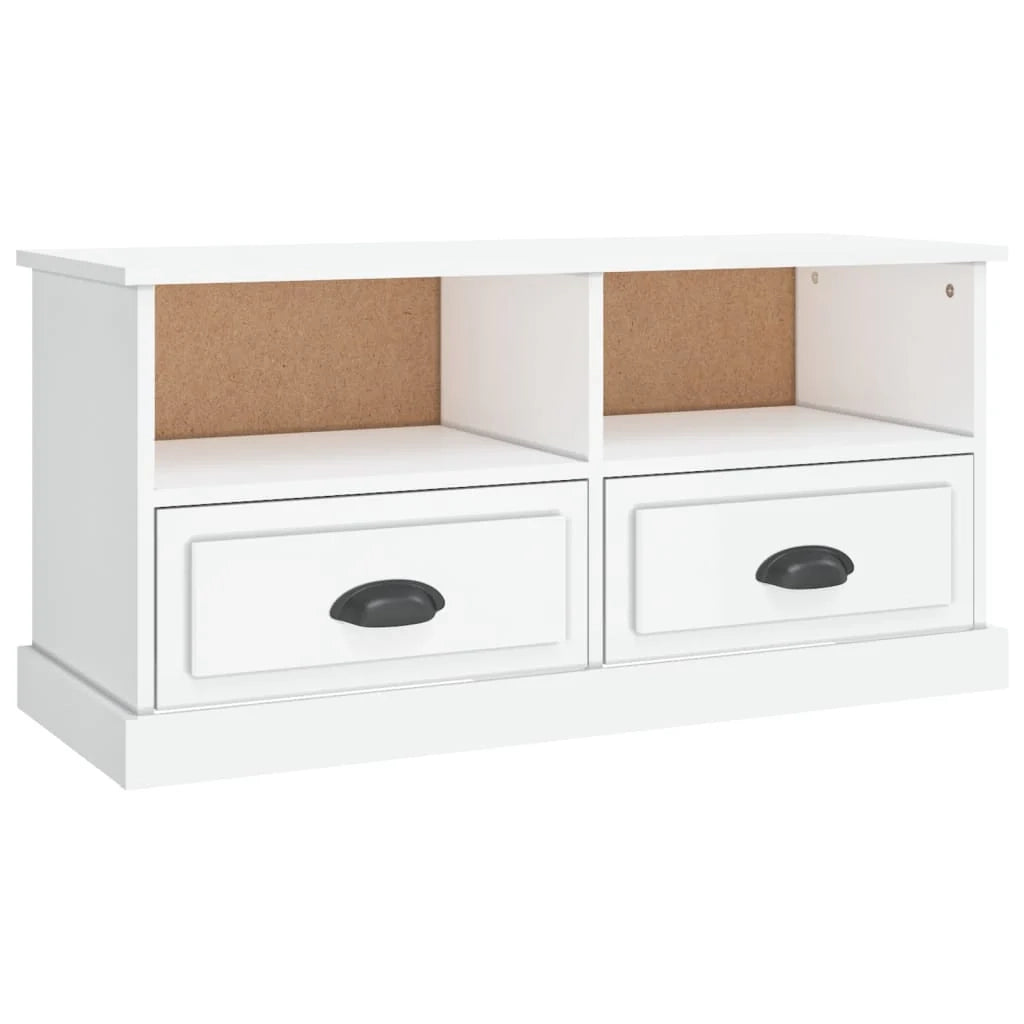 Mobile TV multimediale mensola TV credenza TV sala da pranzo soggiorno camera da letto finitura lucida 93 x 35,5 x 45 cm legno ingegnerizzato bianco 02_0027092