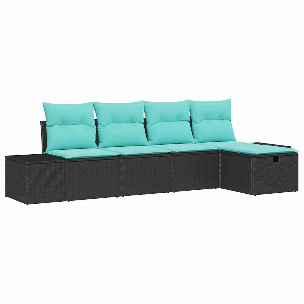 Set Divano da Giardino 5 pz Nero polyrattan 3359365