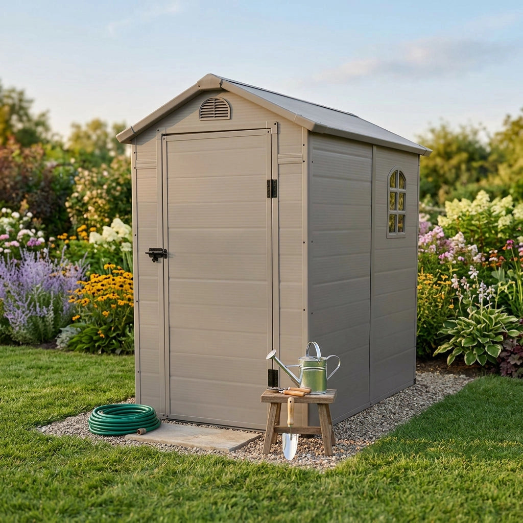 Casetta Porta Attrezzi da Giardino in Plastica cm 134x192x204 - FOX