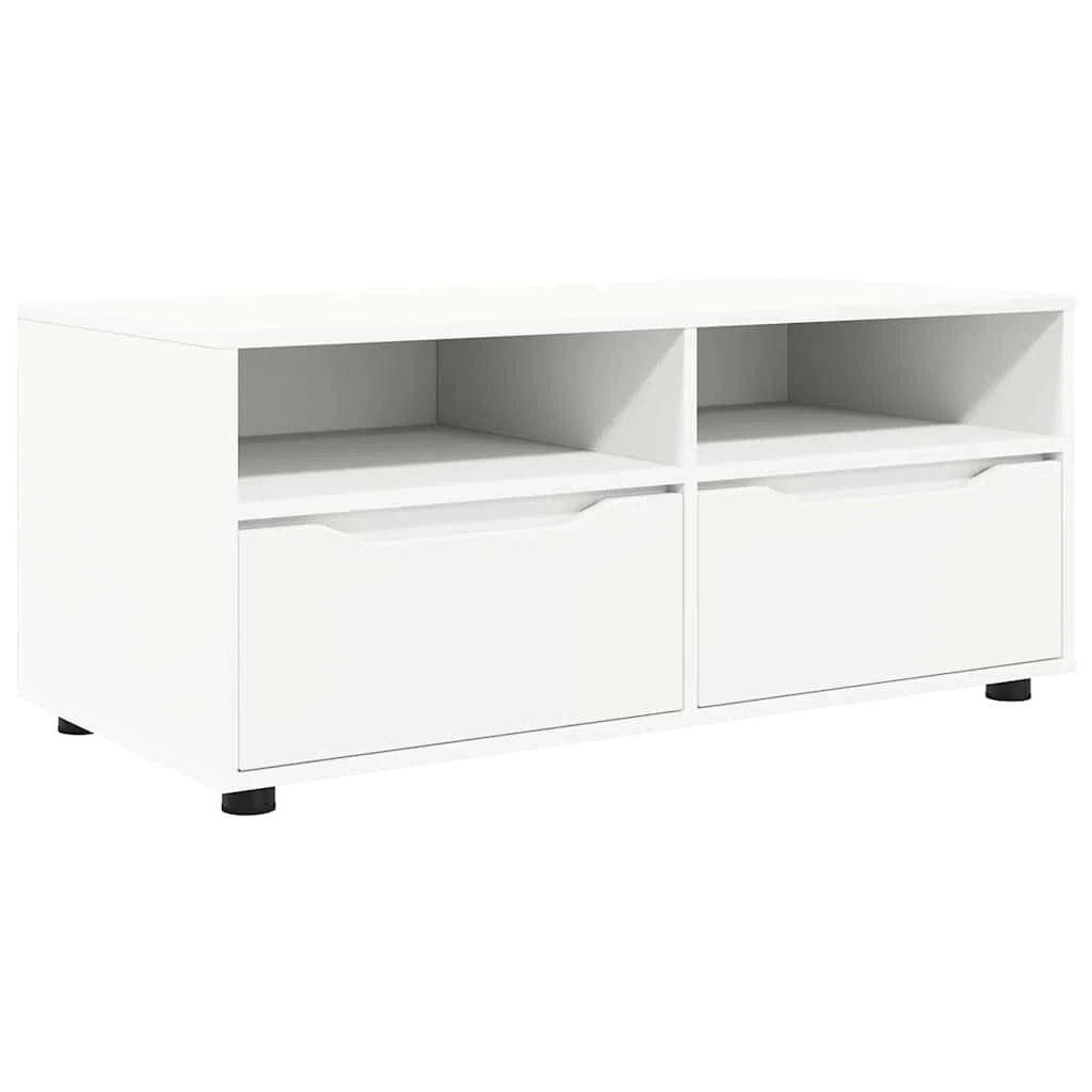 Mobile porta TV moderno rettangolare bianco con cassetto e ripiani decorativi di design 100 x 48 x 43 cm in legno ingegnerizzato bianco 02_0054661