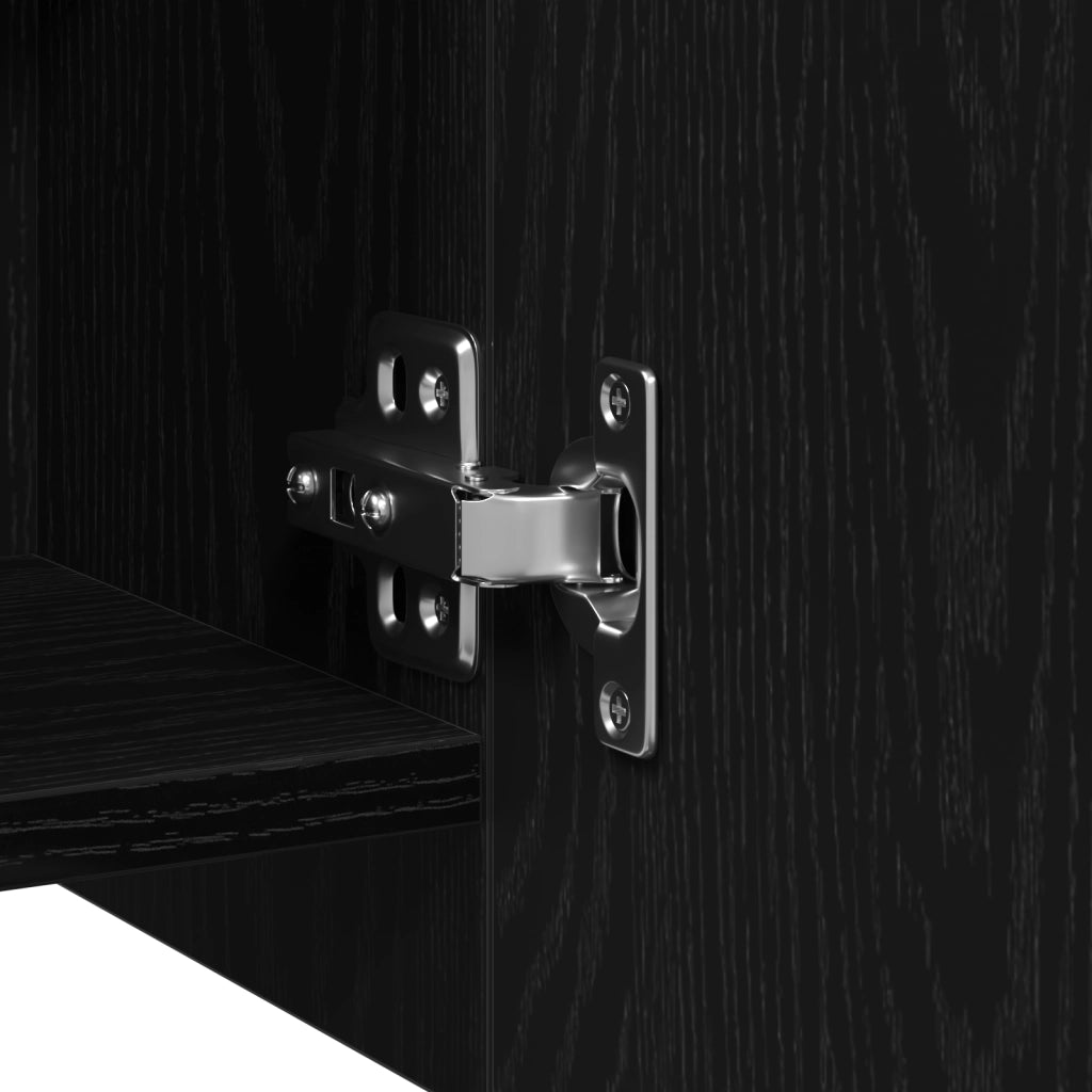 Armadio Specchio per il Bagno  Nero Rovere 62,5x20,5x64cm in Legno Ingegnerizzato