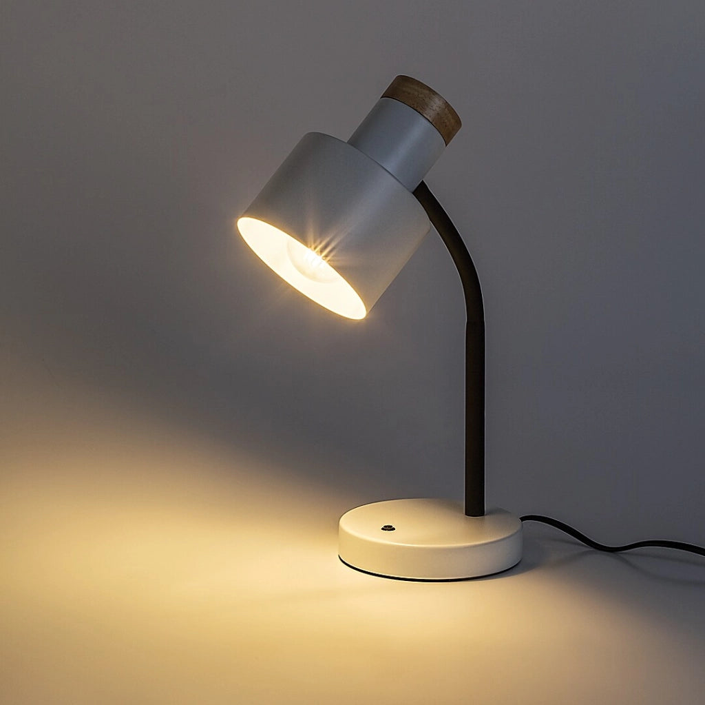 Lampada da scrivania Pastro 1xE27 nero bianco legno Rabalux