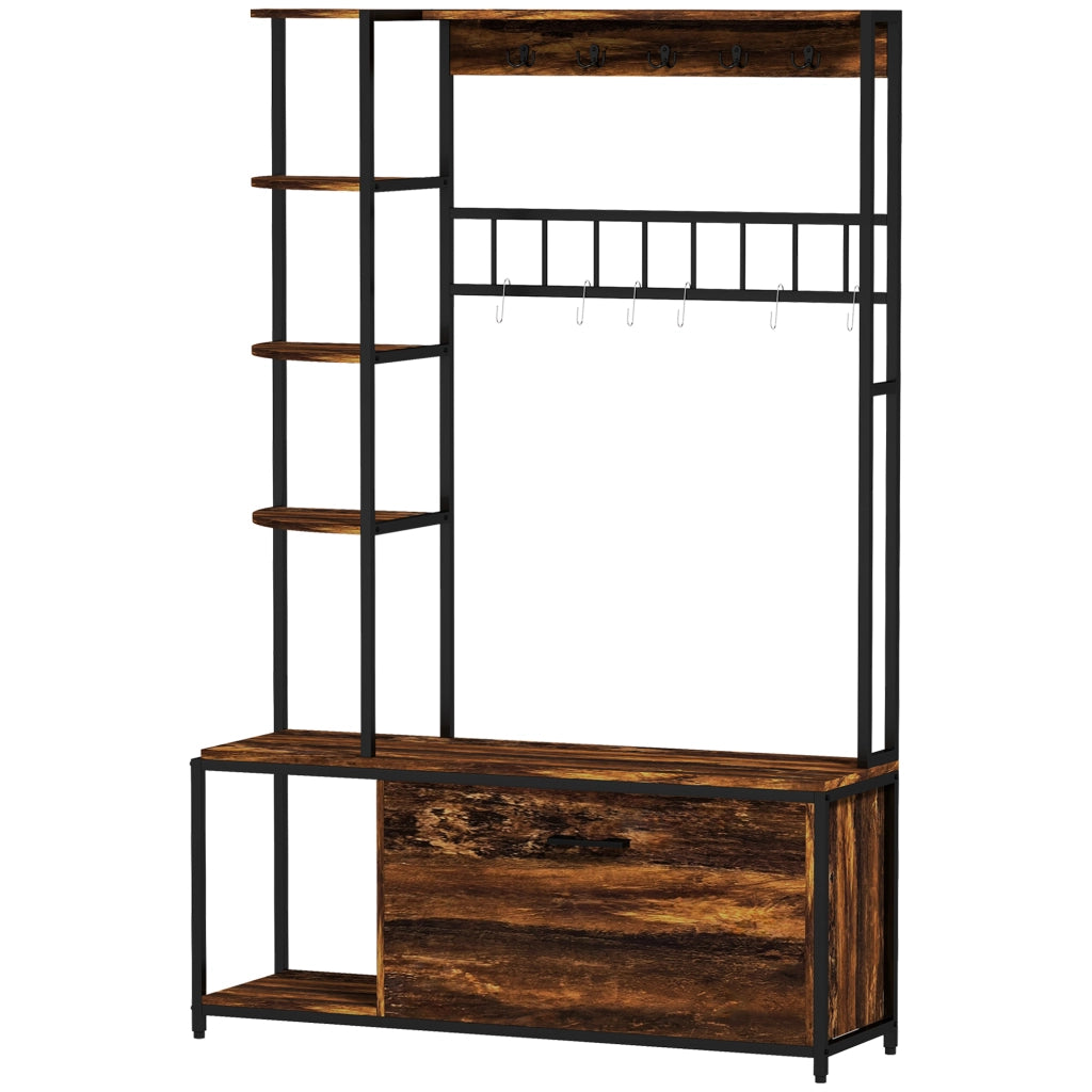 Armadio appendiabiti con ripiani e gancio ¨C Minimal ¨C marrone 90x51x50