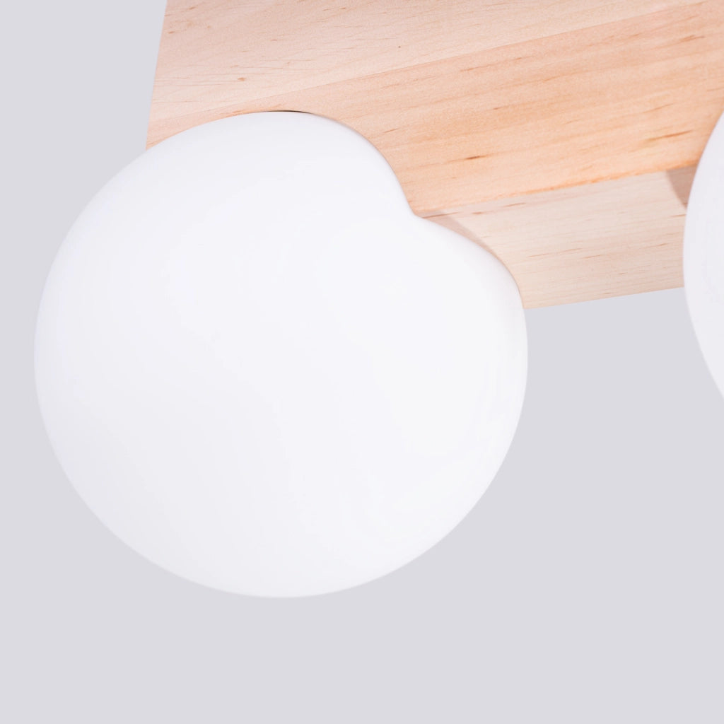 Lampada a sospensione moderna BULBO Peach Puff a 2 luci in legno e vetro IP20