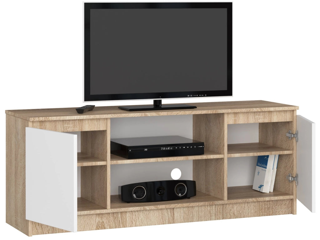 Mobile TV AKORD Sonoma Quercia 140 cm 2 ante inserto frontale Bianco 140x40x55 cm