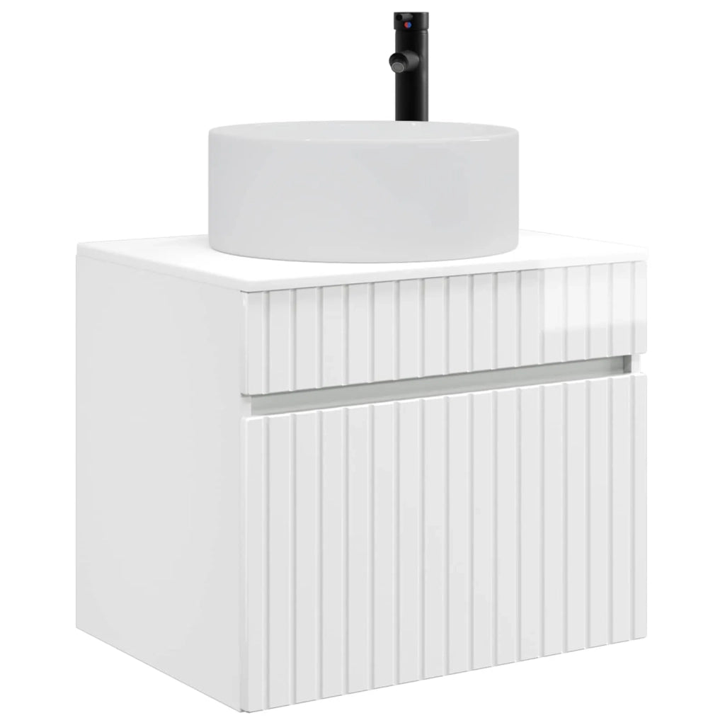 Mobiletto da Bagno a Muro Bianco Lucido 59 x 44,5 x 50 cm 890636
