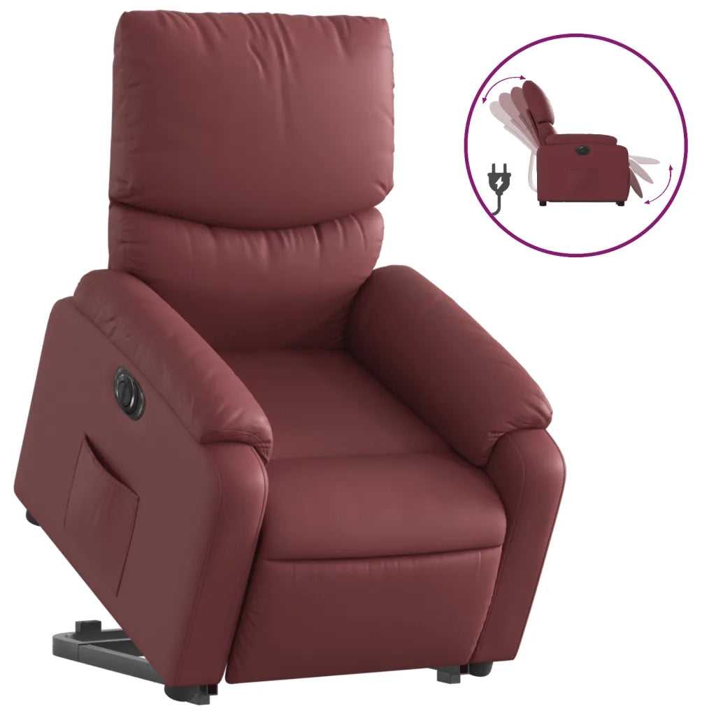 Poltrona Alzapersona Reclinabile Rosso Vino in Similpellecod mxl 117034
