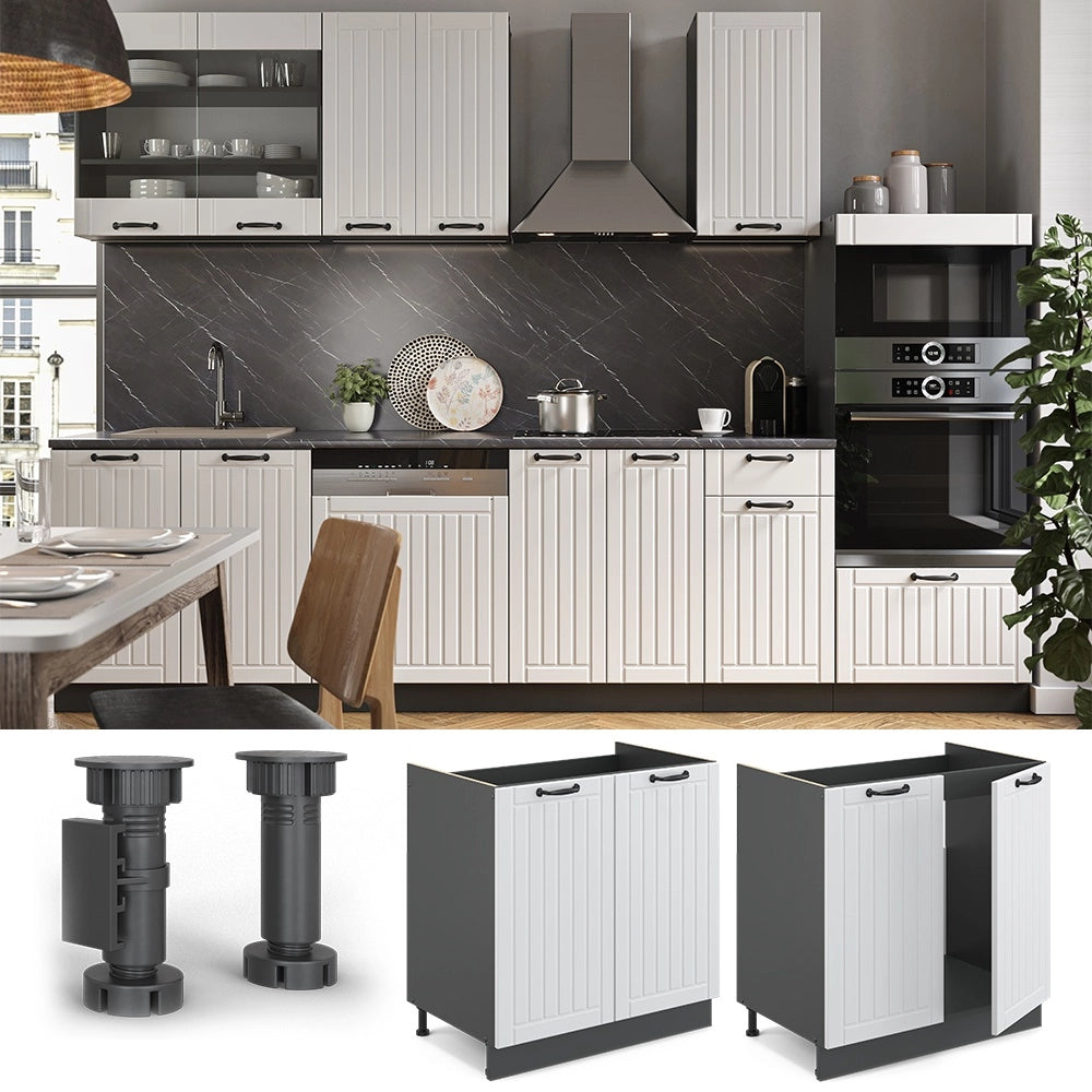 Mobile lavello cucina Fame-Line Bianco rustico/Antracite 80 cm senza piano di lavoro Vicco