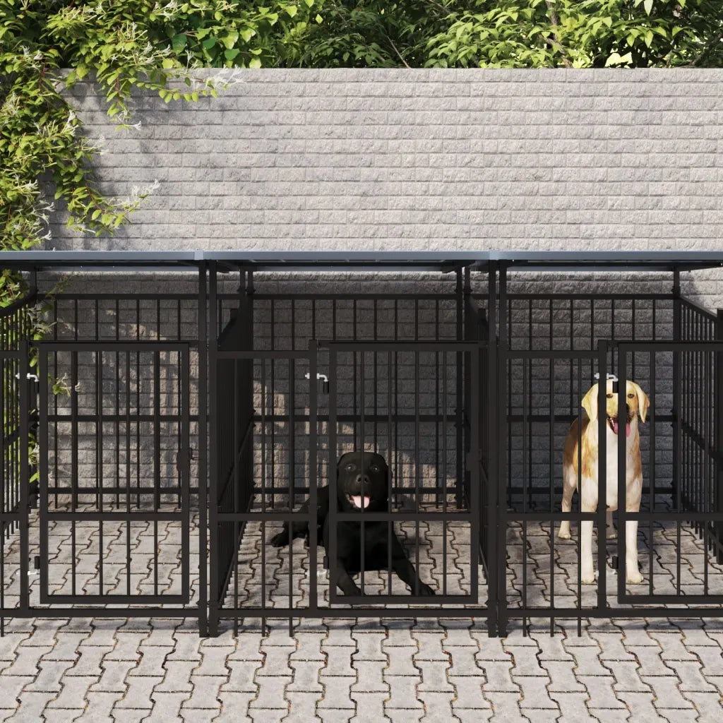 Gabbia per Cani da Esterno con Tetto in Acciaio 9,38 m² 3124592