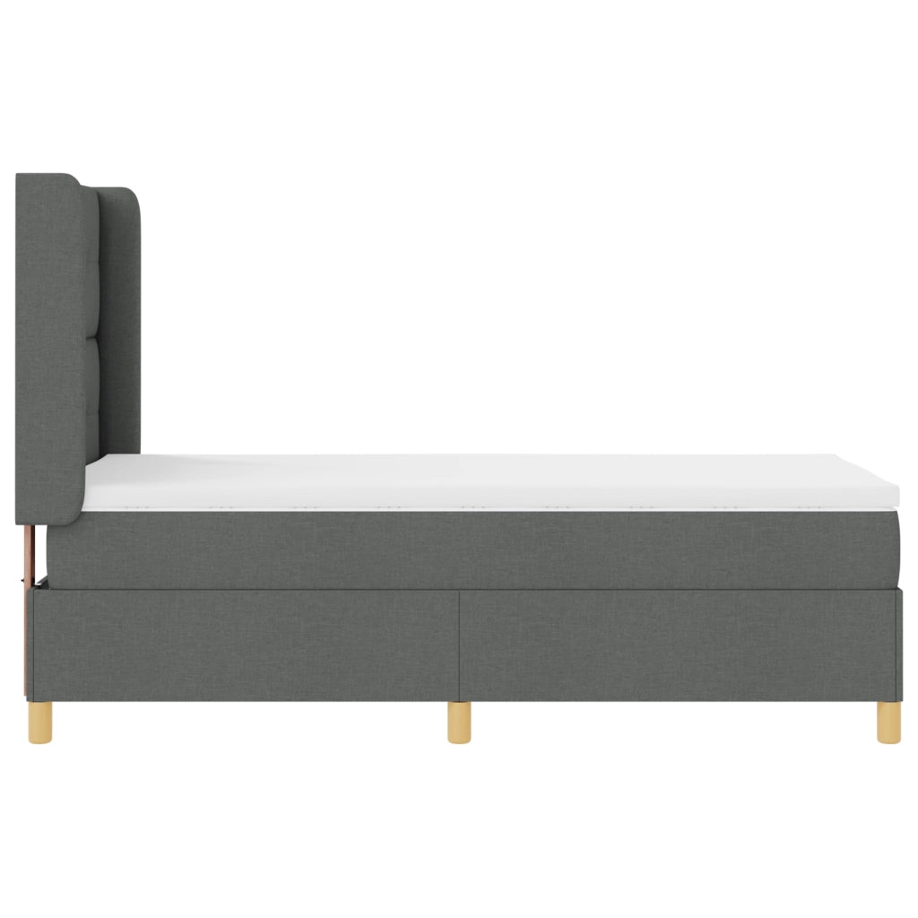 Letto Box Spring con Materasso e LED Grigio Scuro 80x200 cm Tessuto