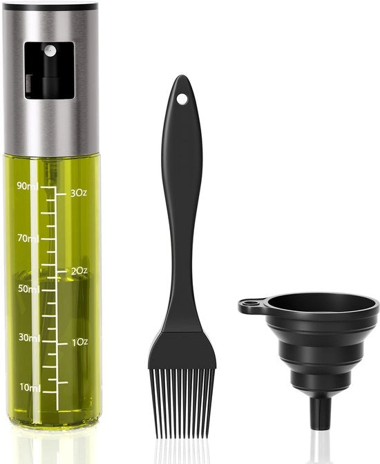 Olierstuiver per 100 ml per Airfryer, BPA libero, vaso di vetro, olieverstuiver preciso, olieverstuiver con scala di cottura per cucina, insalata, grigliatura e cottura.