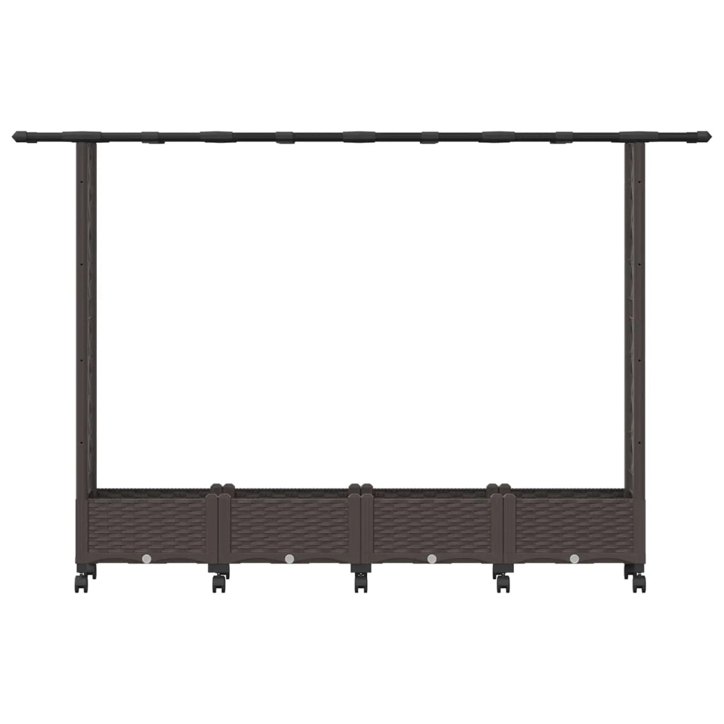 Letto Rialzato con Griglia e Tetto Marrone 203 x 40 x 127 cm PP 3423156