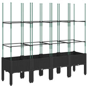 Fioriera | Cassetta per fiori | Vaso da Giardino con Traliccio Nera 160x40x142,5 cm in PP