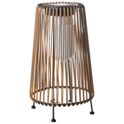 Lanterna solare da giardino Materiale sintetico naturale Paralume intrecciato Base in ferro LED Decorazione da giardino a basso consumo energetico