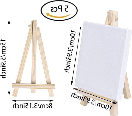 Set di cavalletti per bambini - 5 cavalletti mini per disegno, pittura a olio e acrilica - decorazione - cornice e cavalletto da pittura.