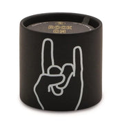 CANDELA IN CERAMICA NERA IMPRESSIONS 163G  - ROCK ON - PELLE + MUSCHIO DI QUERCIA