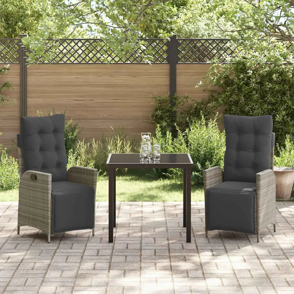 Set da Pranzo per Giardino con cuscino 3 pcs Grigio polyrattan 3380547